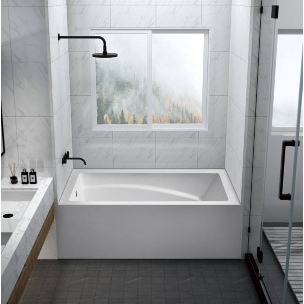 Swiss Madison Voltaire 60" x 32" Alcove Soaking Fibreglass Bathtub with